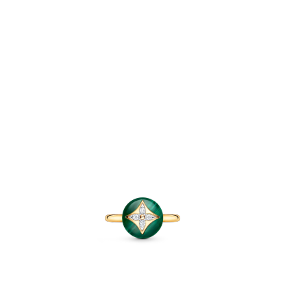 B Blossom Ring, Yellow Gold, White Gold, Malachite And Diamonds