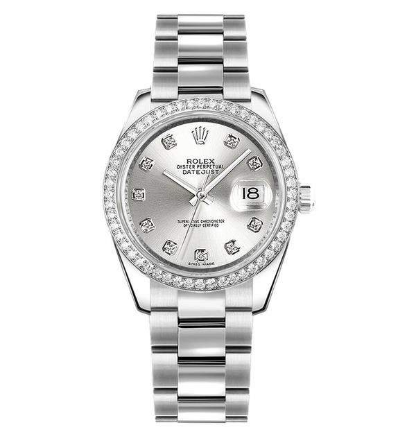 Datejust 31 Silver Diamond Oyster Bracelet Watch 178384-0017