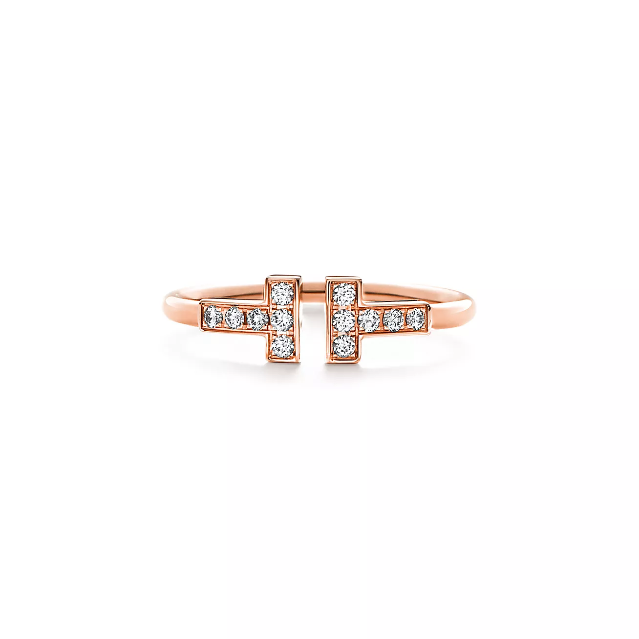 T Diamond Wire Ring in 18k Rose Gold
