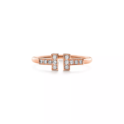 T Diamond Wire Ring in 18k Rose Gold