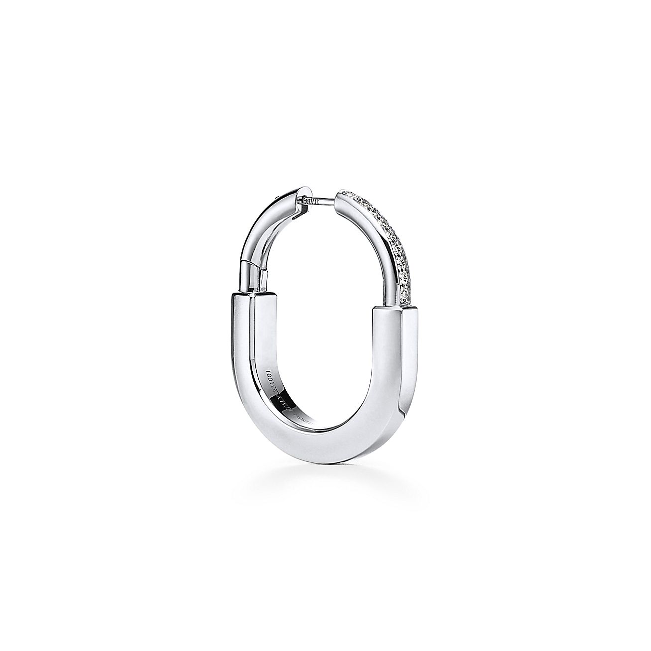 Lock Earrings in White Gold with Diamonds, Medium