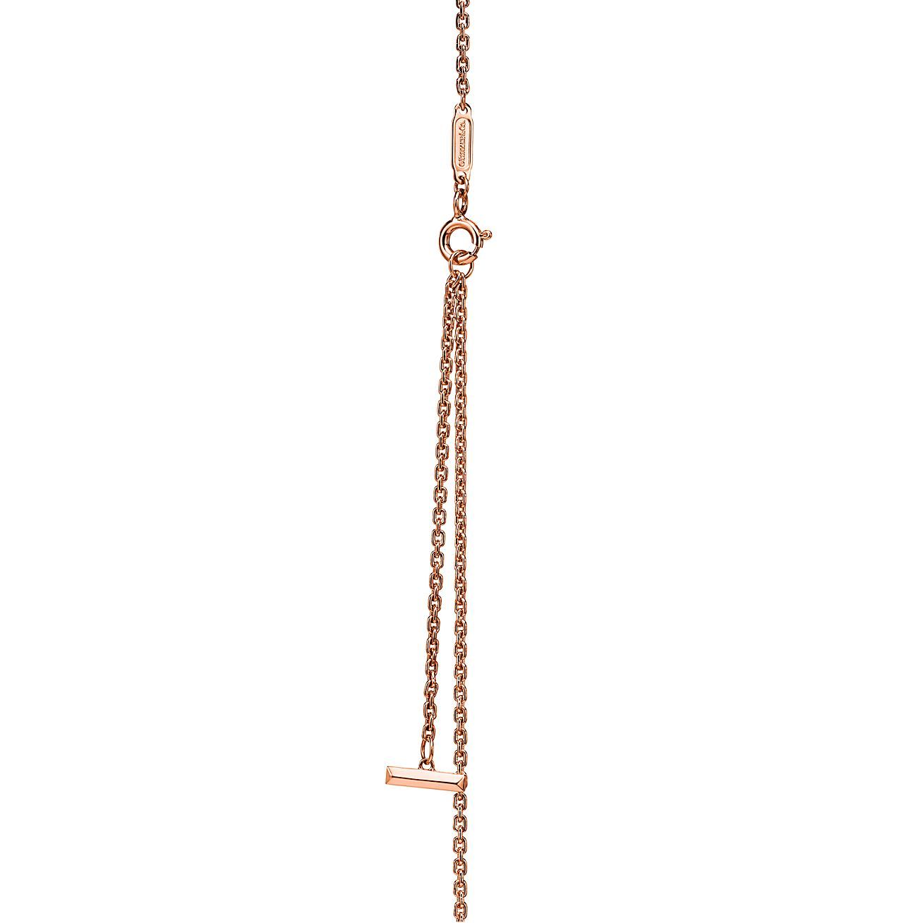 T T1 Circle Pendant in Rose Gold with Pave Diamonds