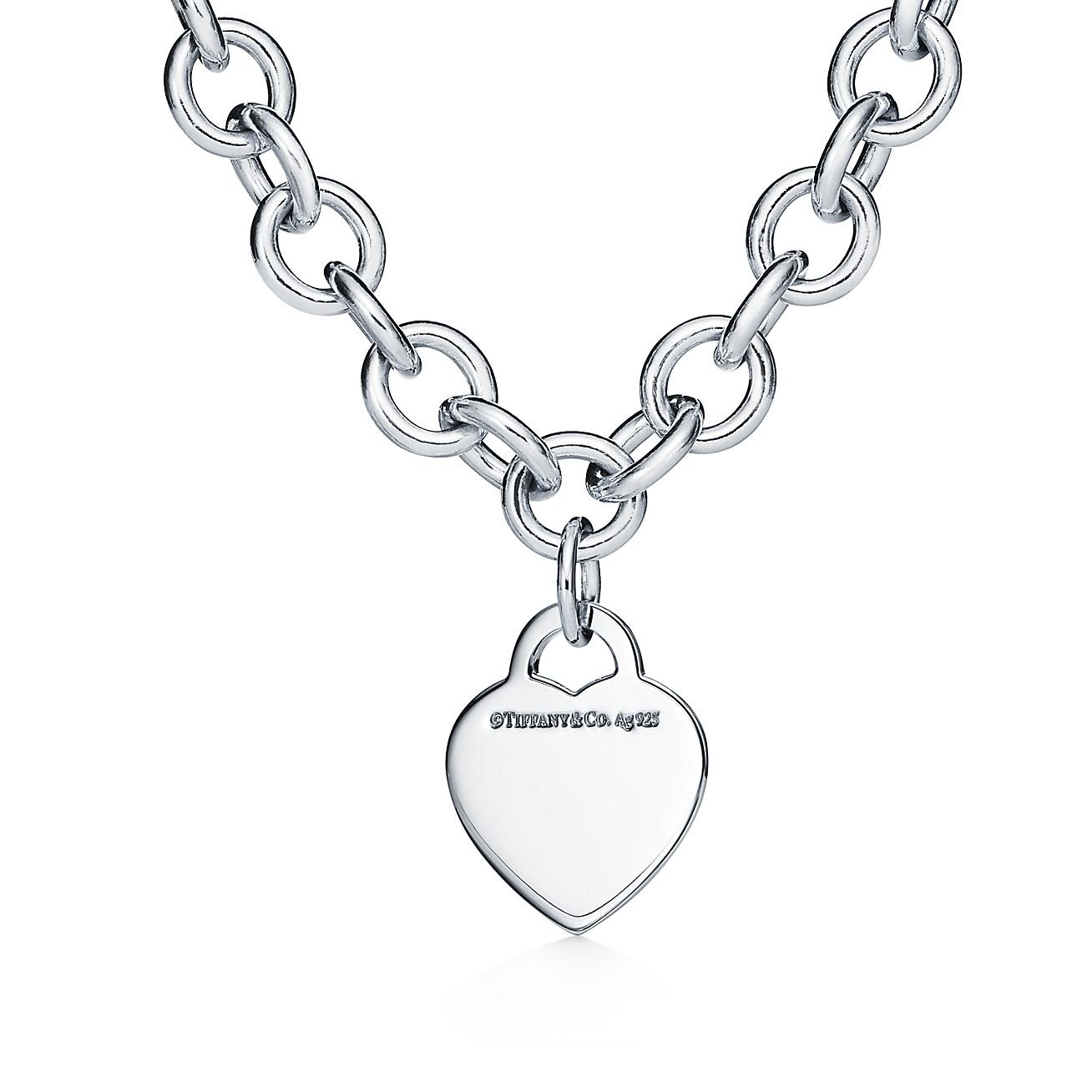 Return to 庐 Heart Tag Chain Link Necklace in Silve