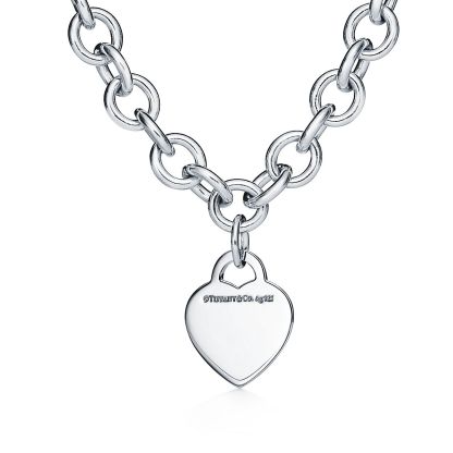 Return to 庐 Heart Tag Chain Link Necklace in Silve