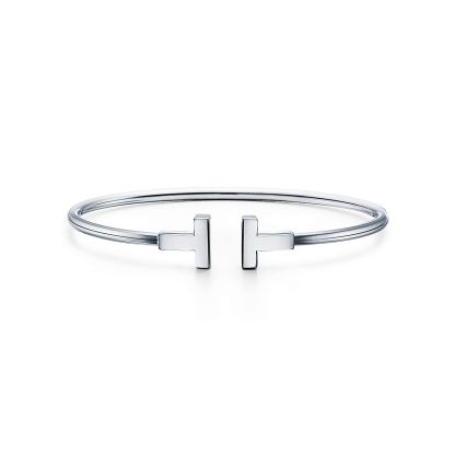 T Wire Bracelet in 18k White Gold