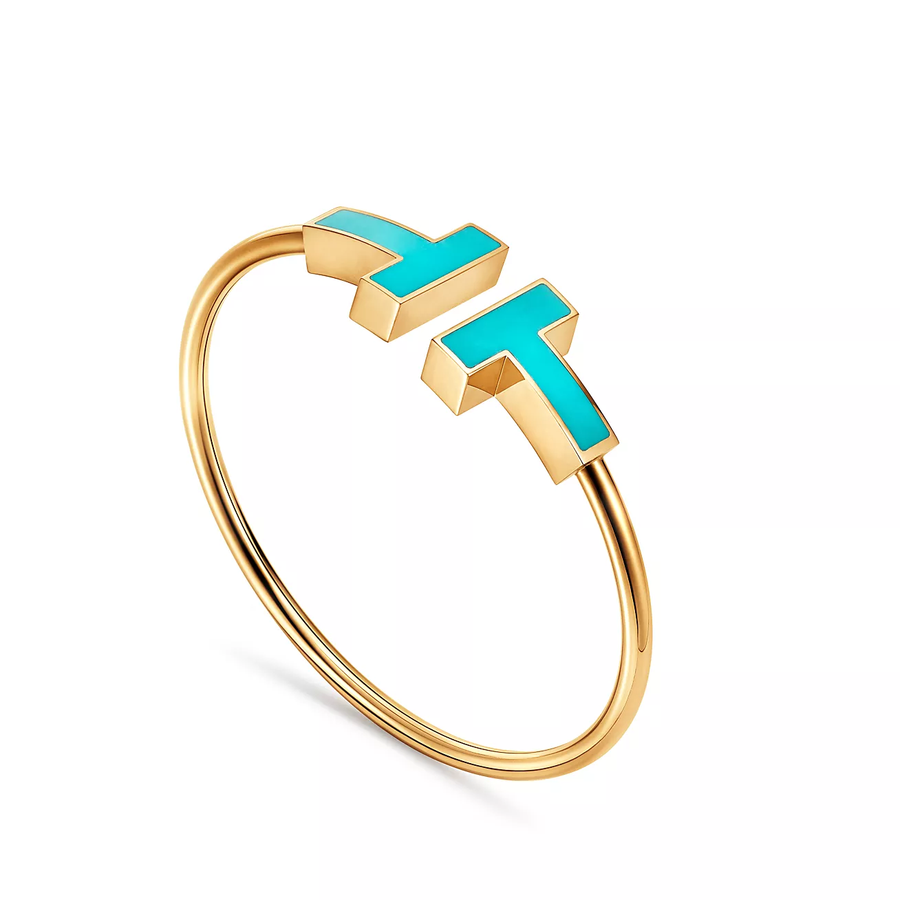 T Wide Turquoise Wire Bracelet in 18k Gold