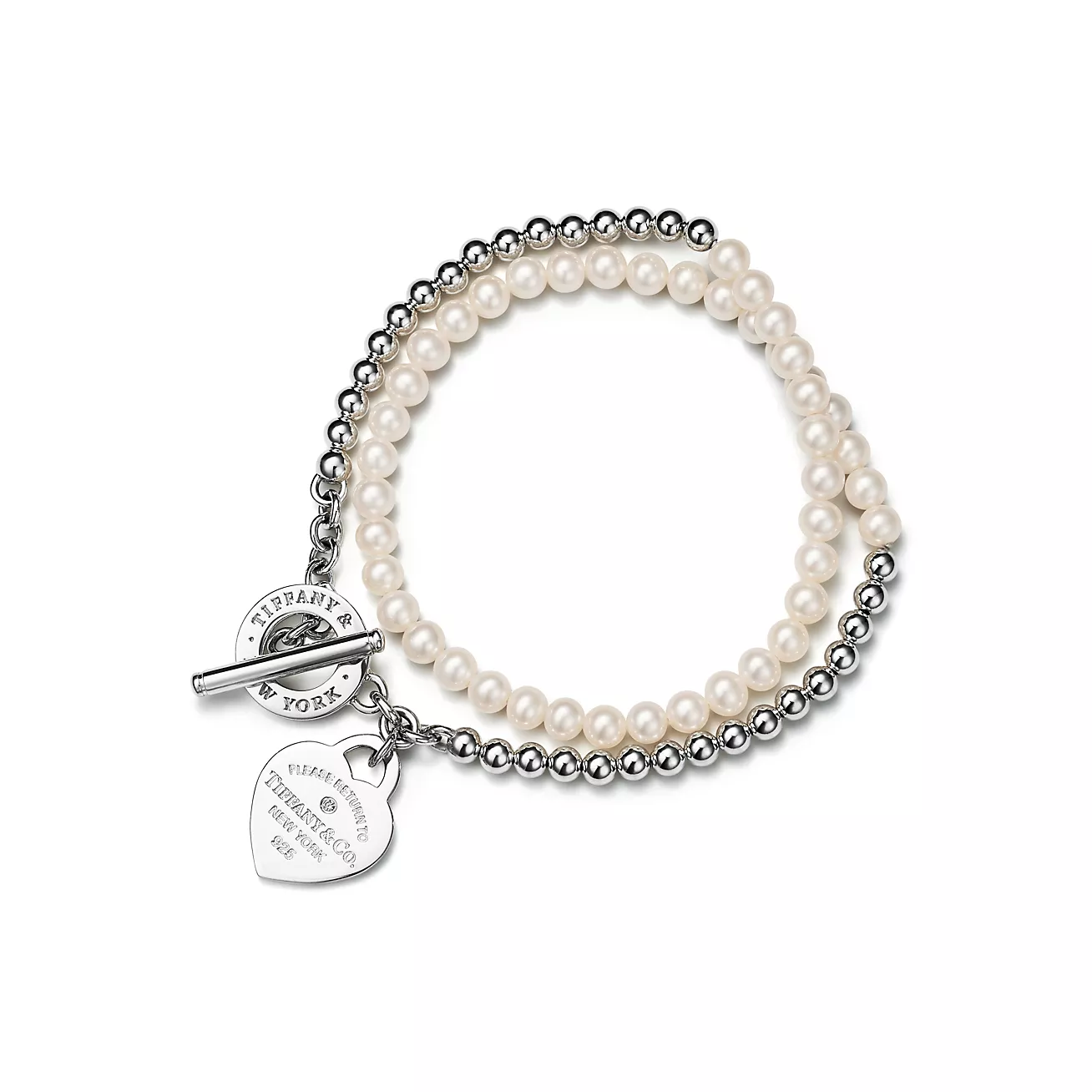Return to 庐 Wrap Bead Bracelet in Silver with Pearls and a Diamond, Small