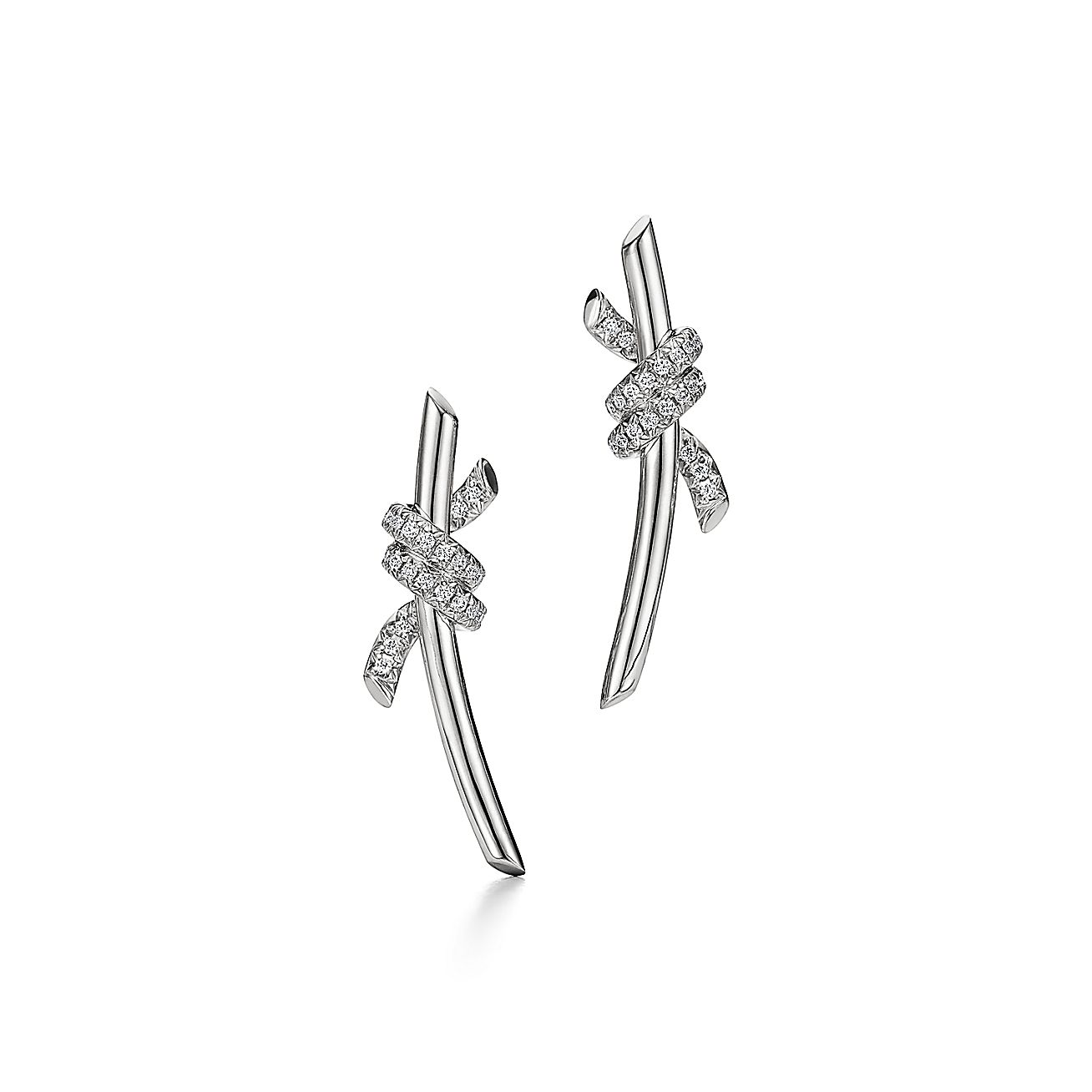 Knot Earrings in White Gold with Diamonds