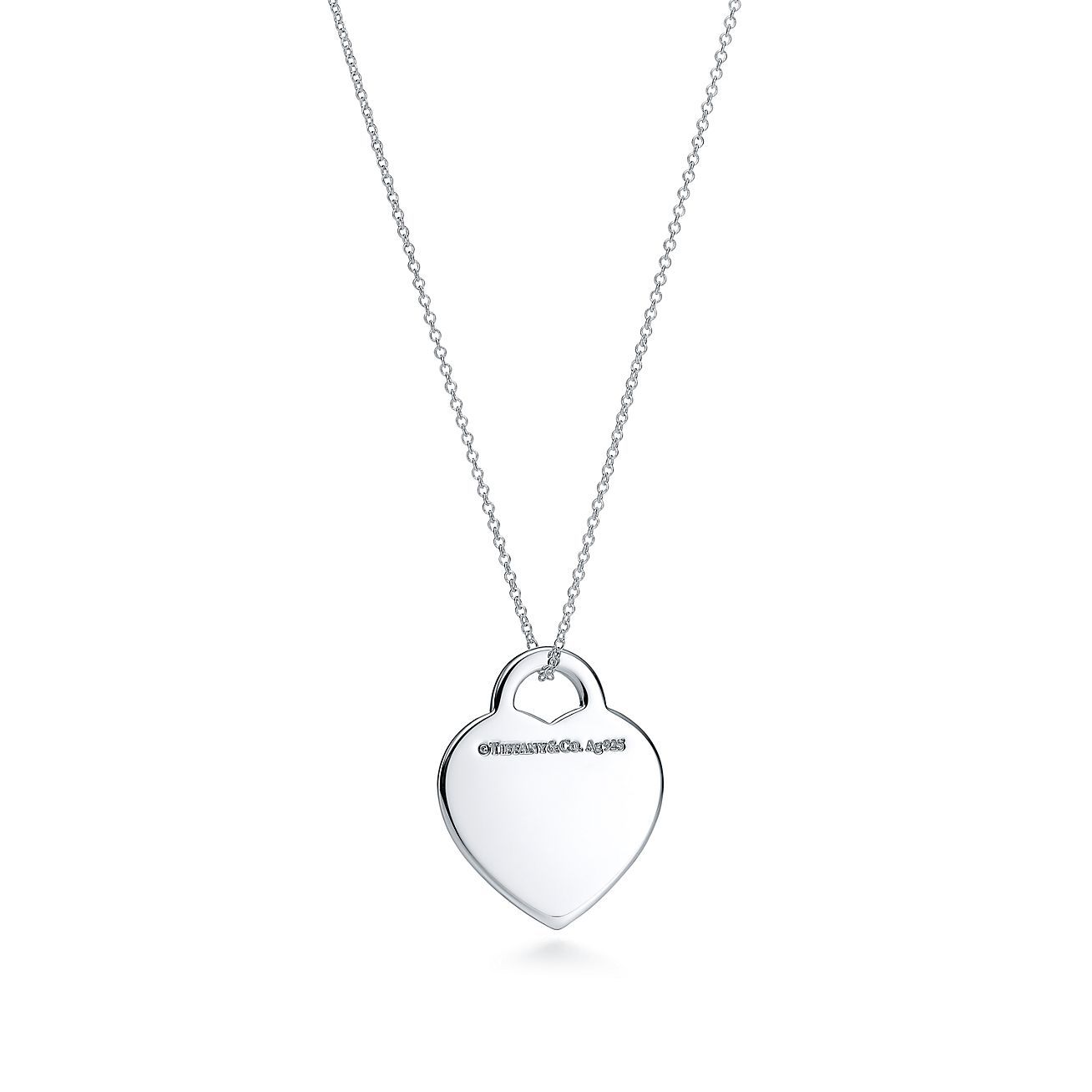 Return to 庐 Heart Tag Pendant in Silver, Medium