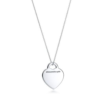 Return to 庐 Heart Tag Pendant in Silver, Medium