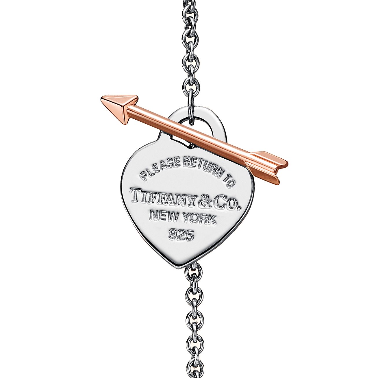 Return to 庐 Lovestruck Heart Tag Bracelet in Silver and Rose Gold, Small