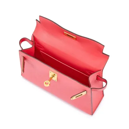 Herthtmes Rose Lipstick Chèvre Mini Kelly II 20 Gold Hardware