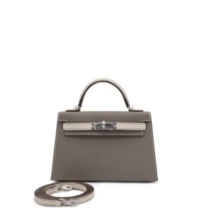 Herthtmes Gris Asphalt and Nata Epsom HSS Mini Kelly II 20 Palladium Hardware