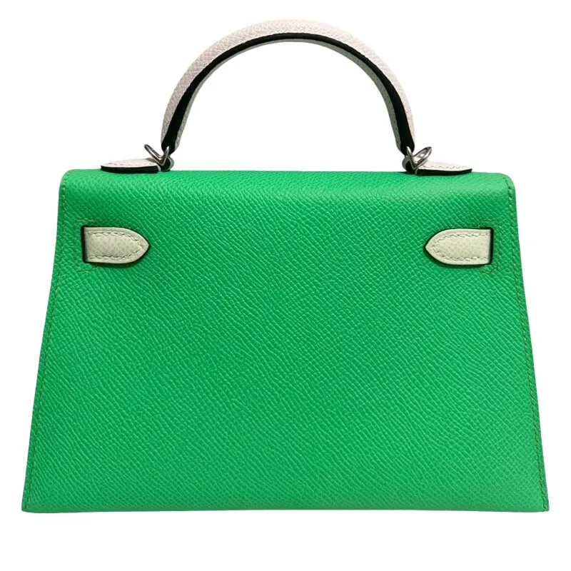 Herthtmes Vert Comics, Vert Fizz, and Gris Pale Epsom Tri-Color Mini Kelly 20 II Palladium Hardware