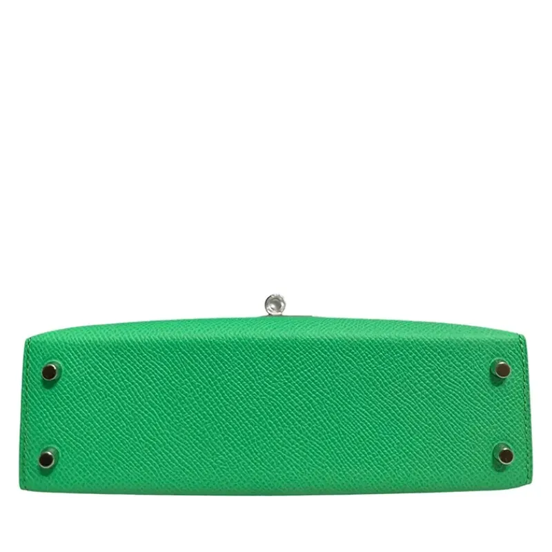 Herthtmes Vert Comics, Vert Fizz, and Gris Pale Epsom Tri-Color Mini Kelly 20 II Palladium Hardware