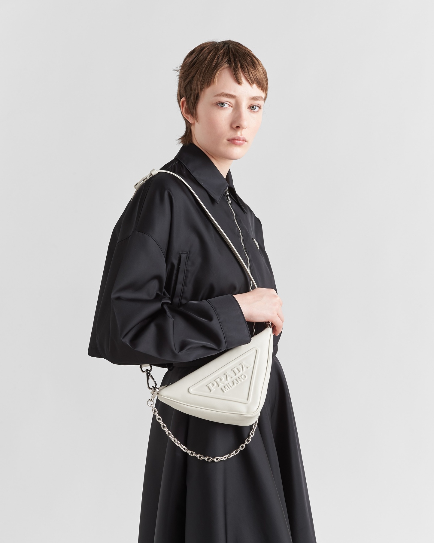 Triangle leather mini-bag