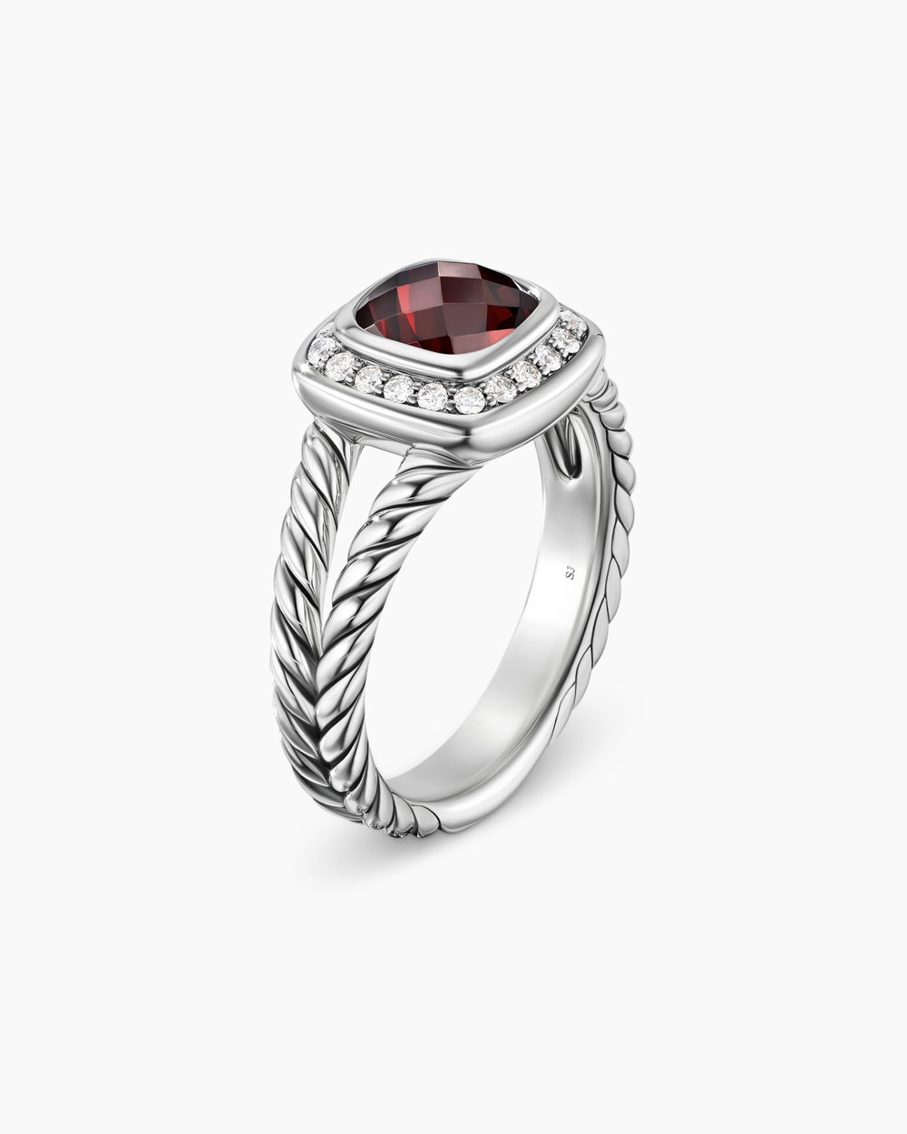Petite Albion庐 Ring Sterling Silver with Garnet and Diamonds, 7mm