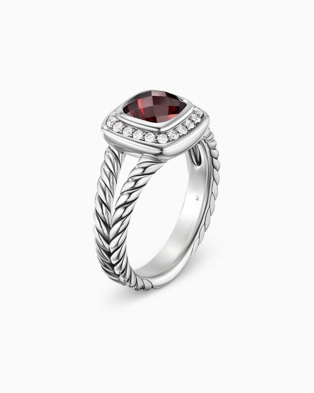 Petite Albion庐 Ring Sterling Silver with Garnet and Diamonds, 7mm