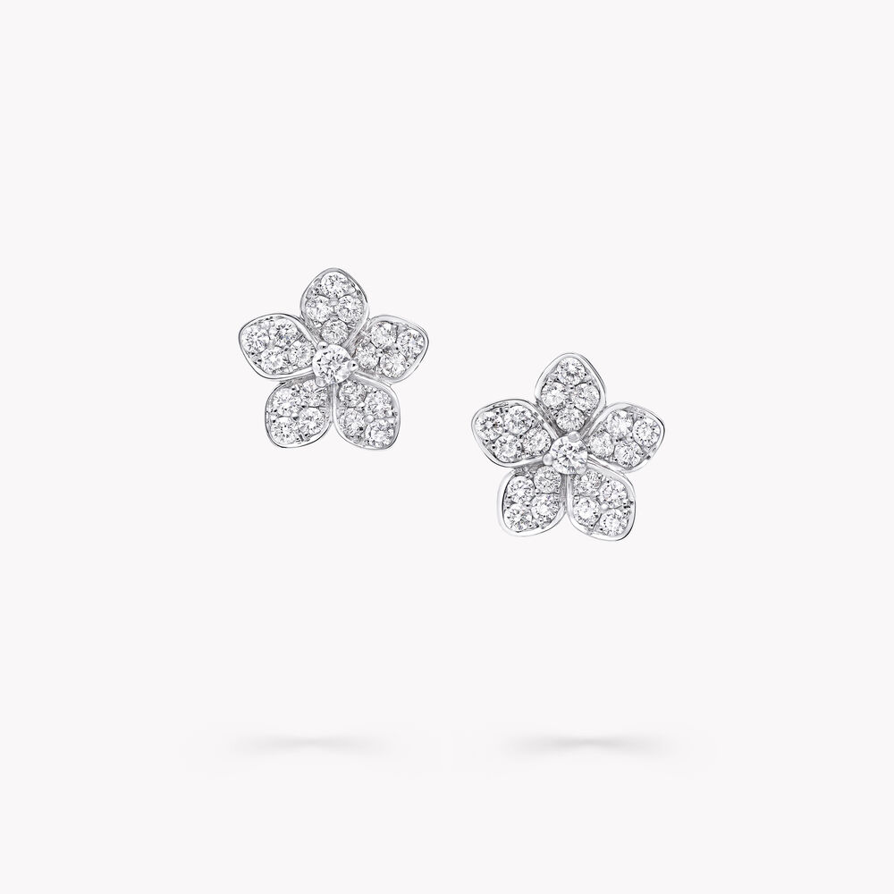 Wild Flower Pavé Diamond Stud Earrings WHITE GOLD