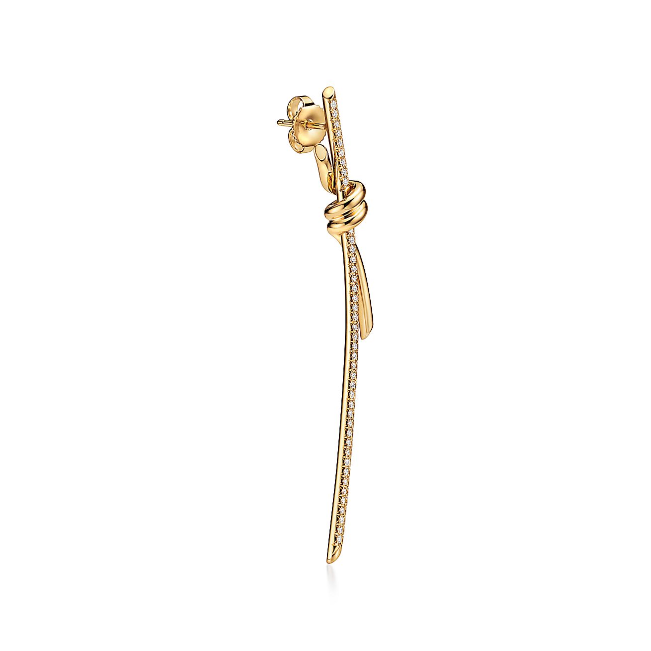 Knot Drop Earrings in Yellow Gold with Diamonds