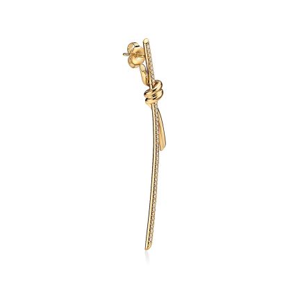 Knot Drop Earrings in Yellow Gold with Diamonds