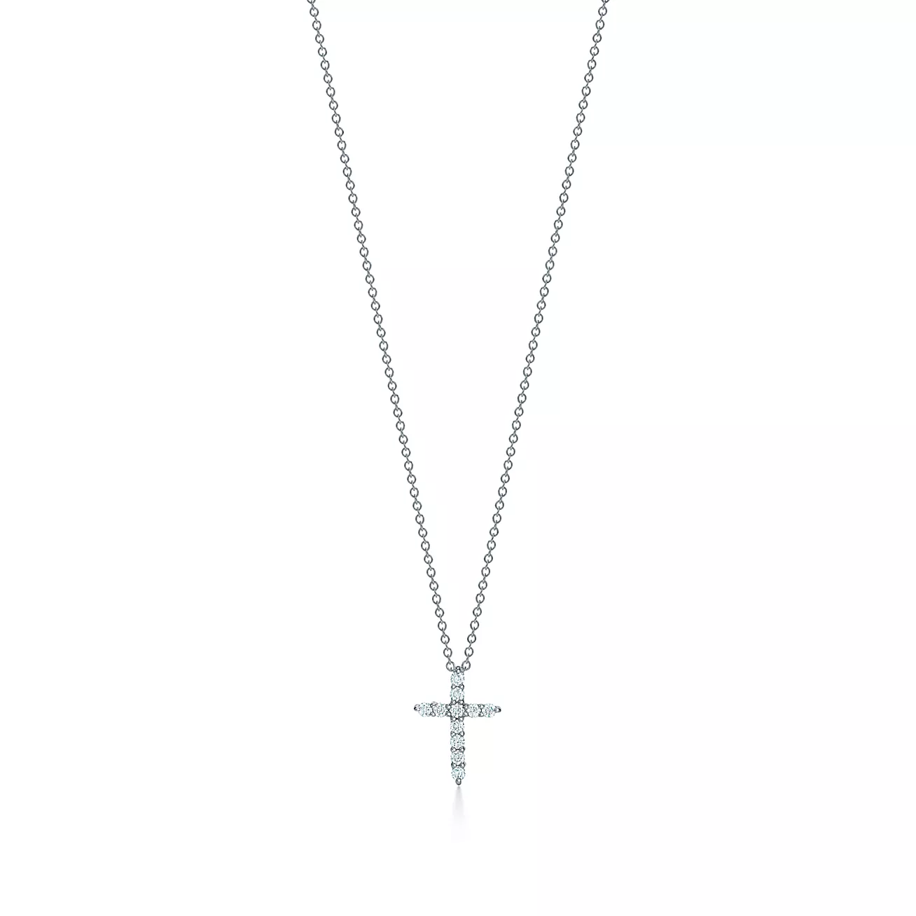 Cross pendant in platinum with diamonds, mini