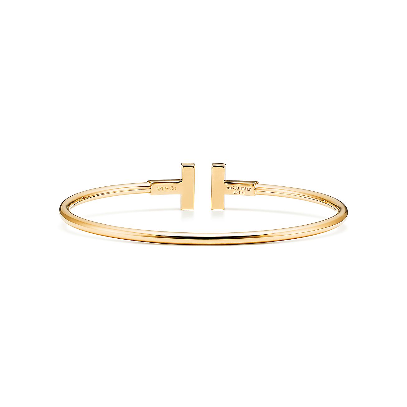 T Wire Bracelet in Yellow Gold with Mother-of-pearl and Diamonds