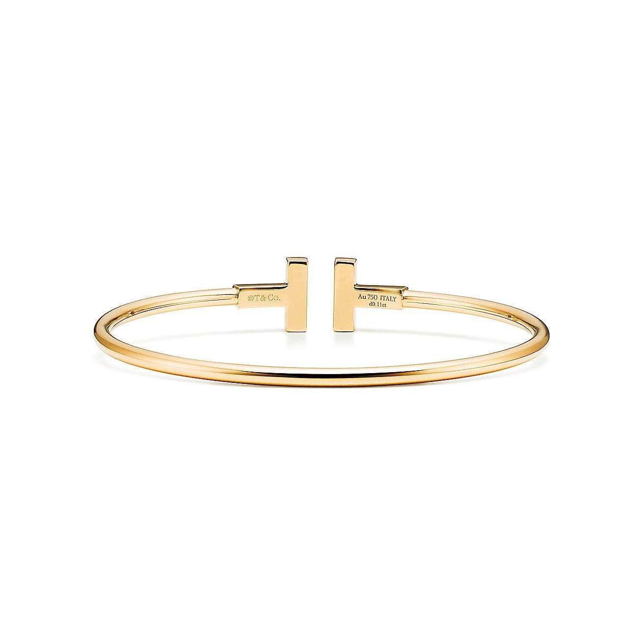 T Wire Bracelet in Yellow Gold with Mother-of-pearl and Diamonds