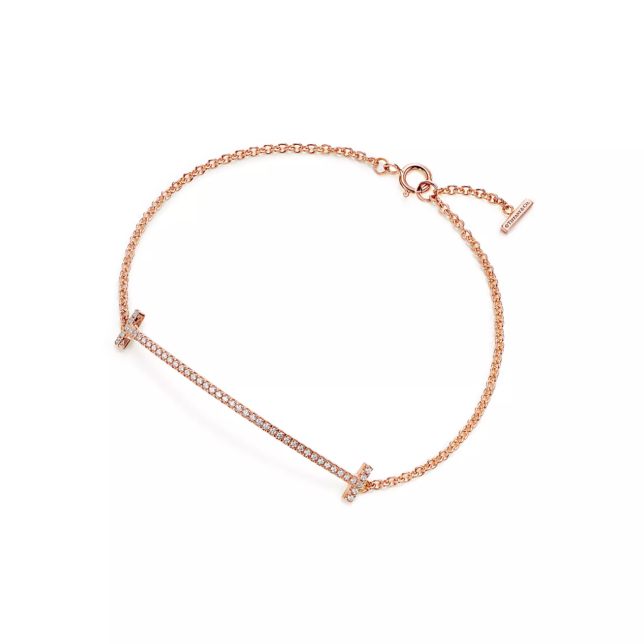 T Smile Bracelet in Rose Gold with Diamonds