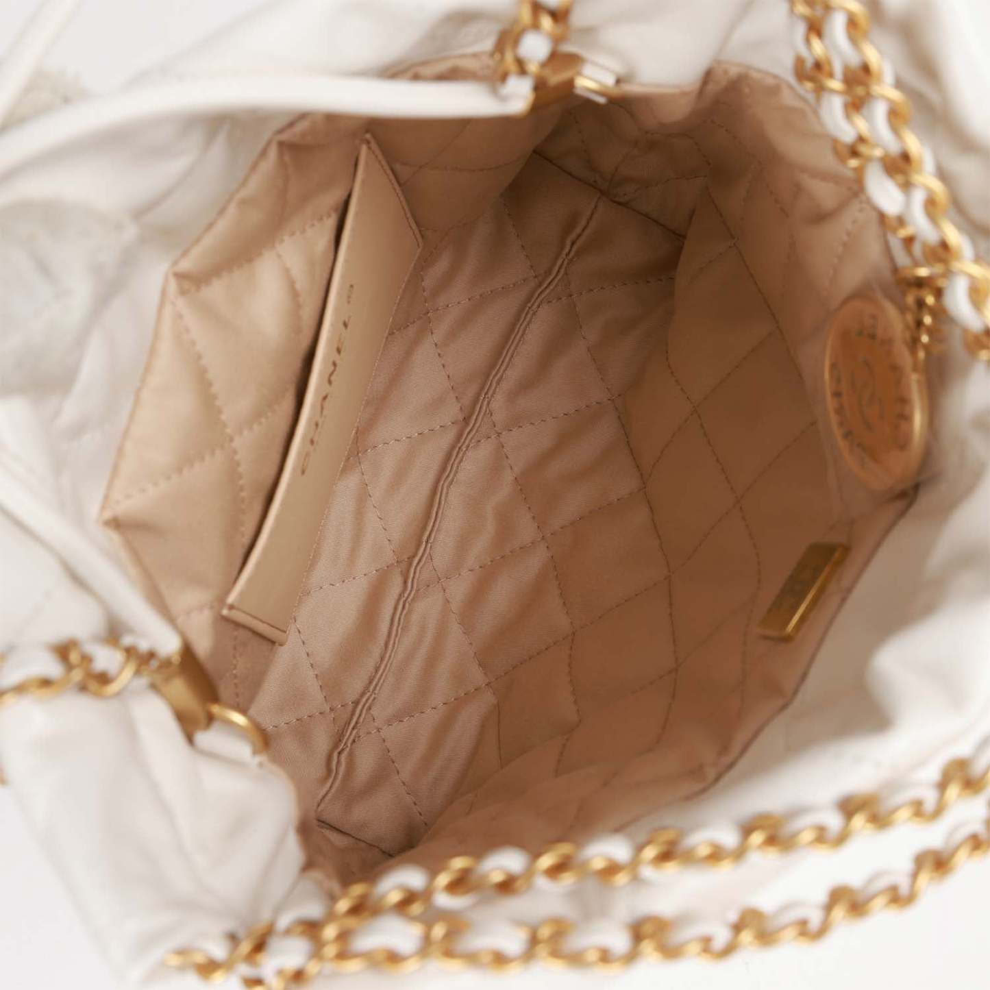 Mini 22 Bag White Calfskin Gold Hardware