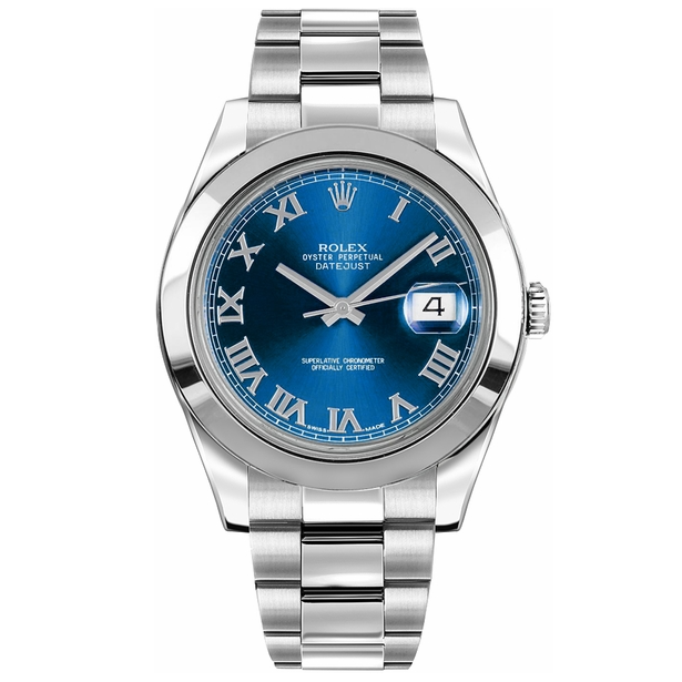 Datejust II 41 Blue Roman Numeral Dial Men's Watch 116300-0004