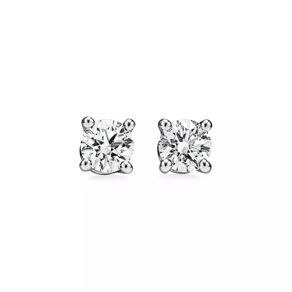 Solitaire Diamond Stud Earrings in Platinum