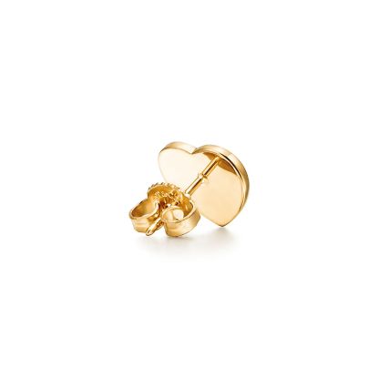 Return to 庐 Heart Tag Stud Earrings in Yellow Gold, Mini