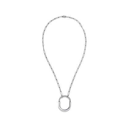 Lock Pendant in White Gold with Diamonds, Large