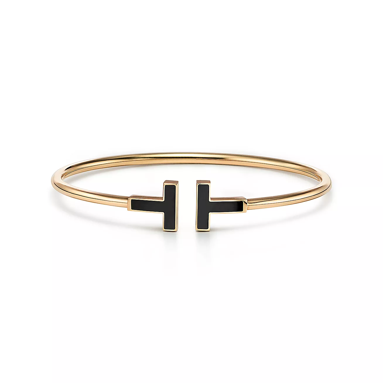 T Black Onyx Wire Bracelet in 18k Gold