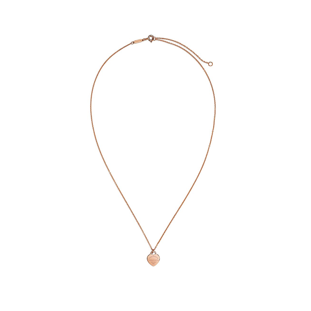 Return to 庐 Heart Tag Pendant in Rose Gold, Mini