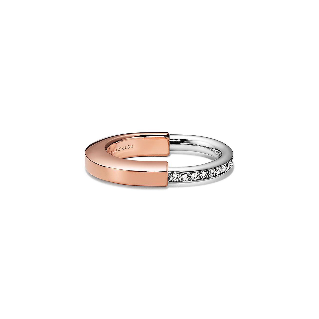 Lock Ring in Rose and White Gold with Diamonds