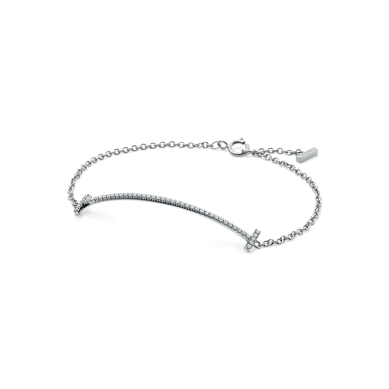 T Smile Bracelet in White Gold with Diamonds