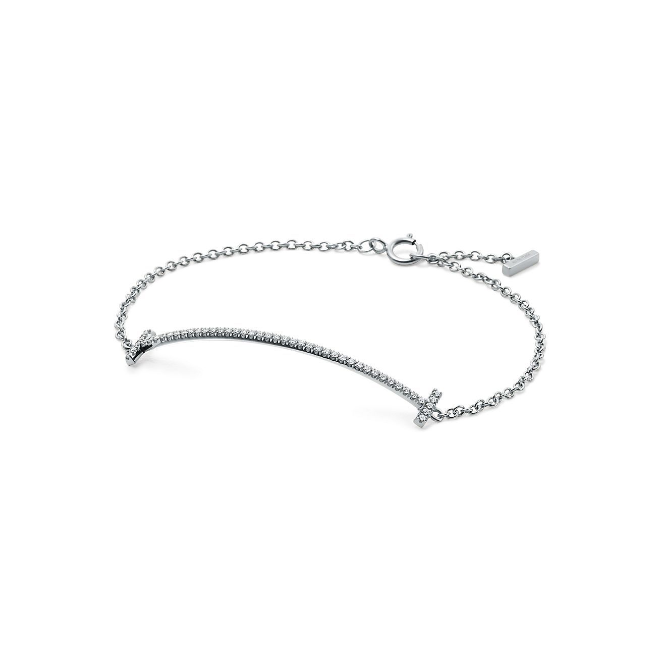 T Smile Bracelet in White Gold with Diamonds