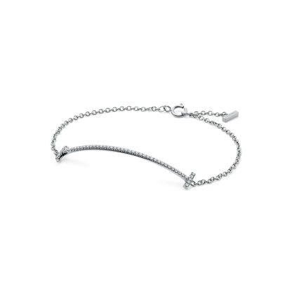 T Smile Bracelet in White Gold with Diamonds