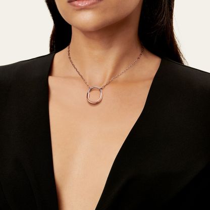 Lock Pendant in Rose Gold with Diamonds, Medium