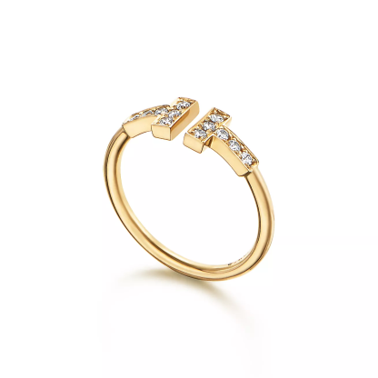 T Diamond Wire Ring in 18k Gold