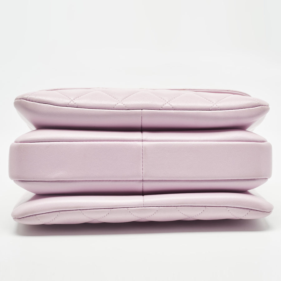 Light Pink Quilted Leather Small Trendy CC Top Handle Bag