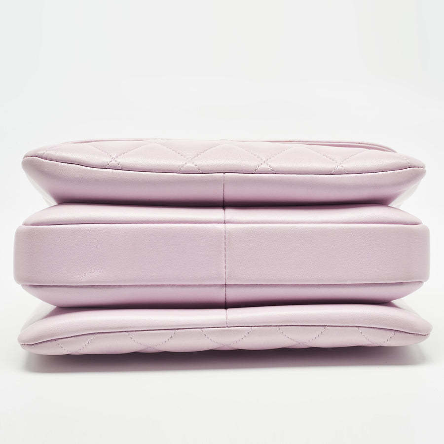 Light Pink Quilted Leather Small Trendy CC Top Handle Bag