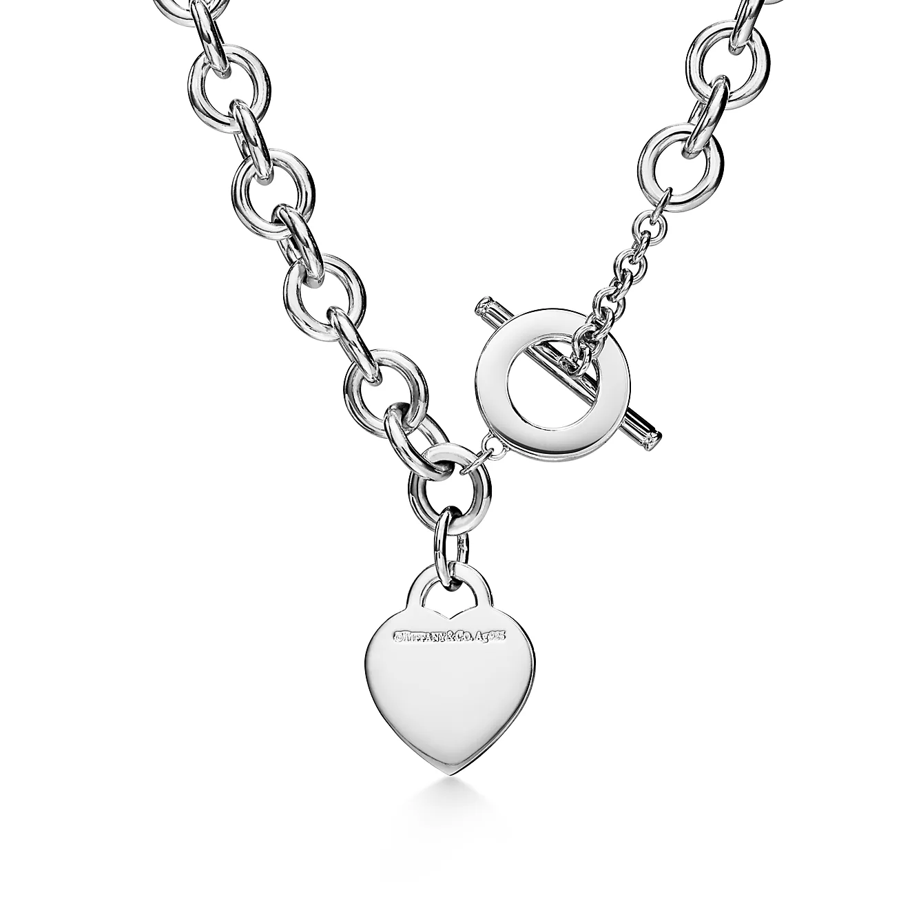 Return to 庐 Heart Tag Necklace in Silver with a Diamond, Medium