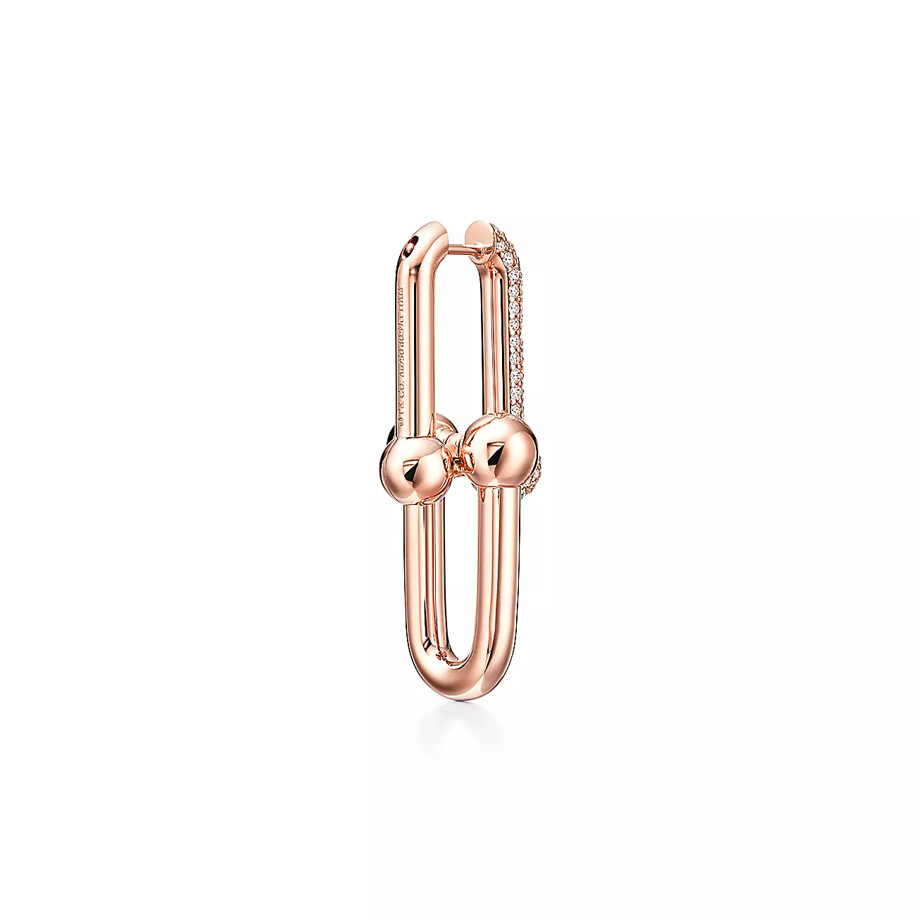 HardWear Link Earrings in 18k Rose Gold with Pave Diamonds