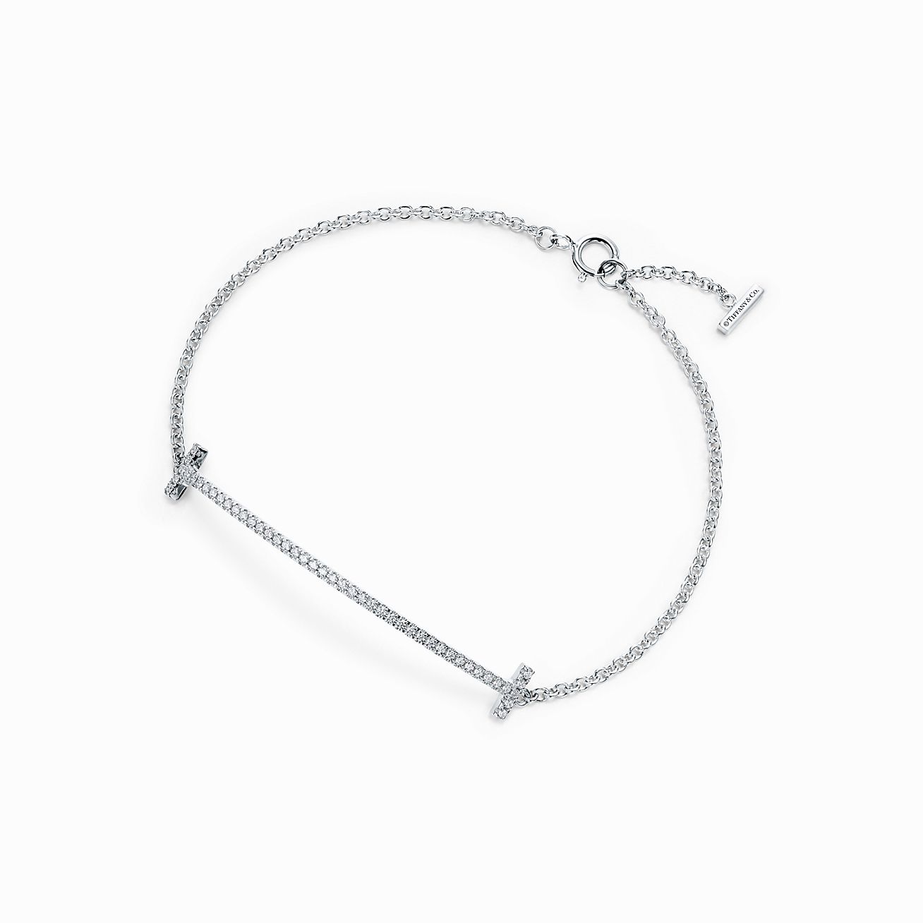 T Smile Bracelet in White Gold with Diamonds