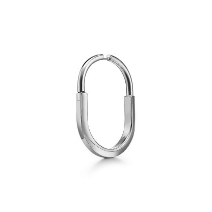 lock earrings Silver and white gold with diamonds, extra large