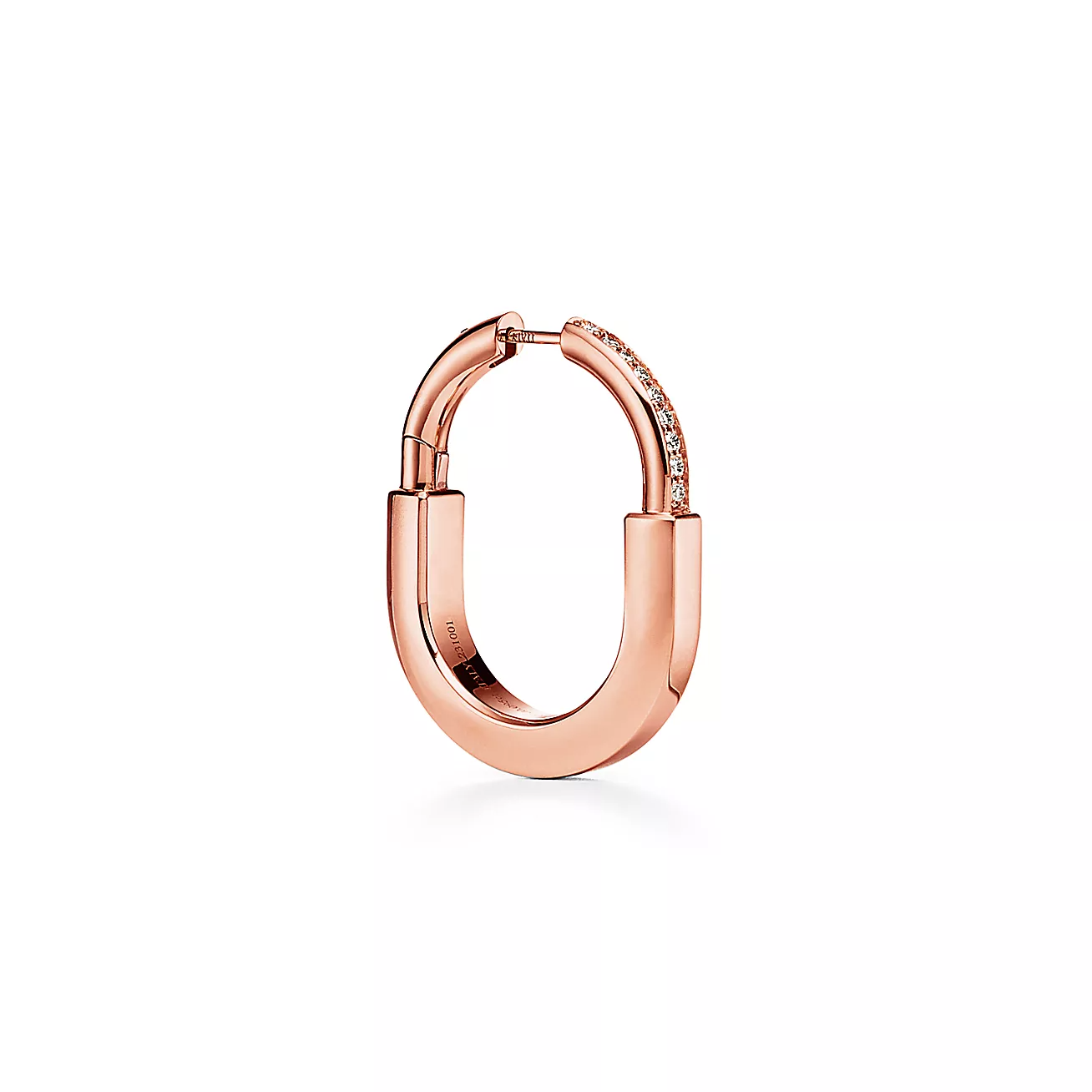 Lock Earrings in Rose Gold with Diamonds, Medium