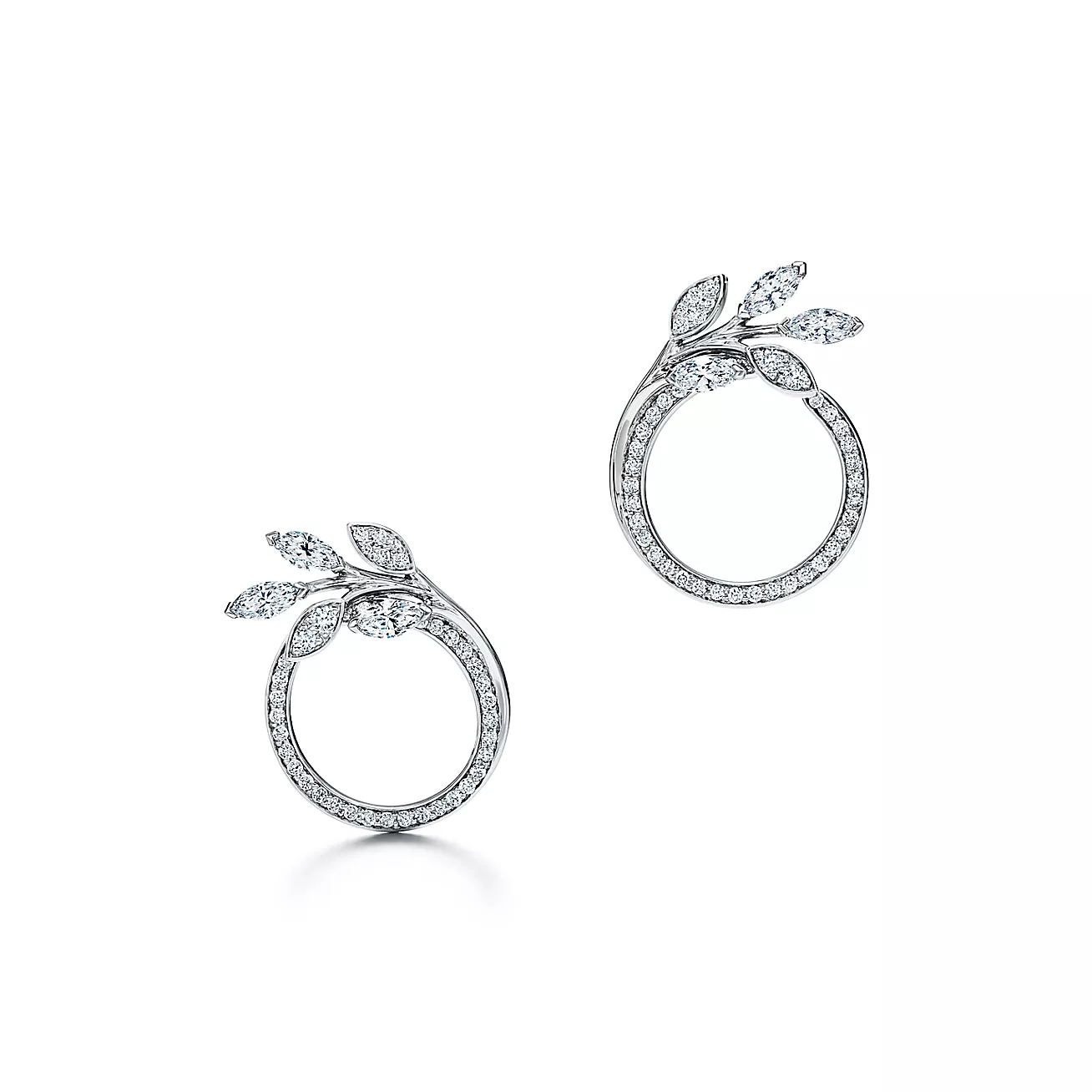 Victoria庐 Diamond Vine Circle Earrings in Platinum